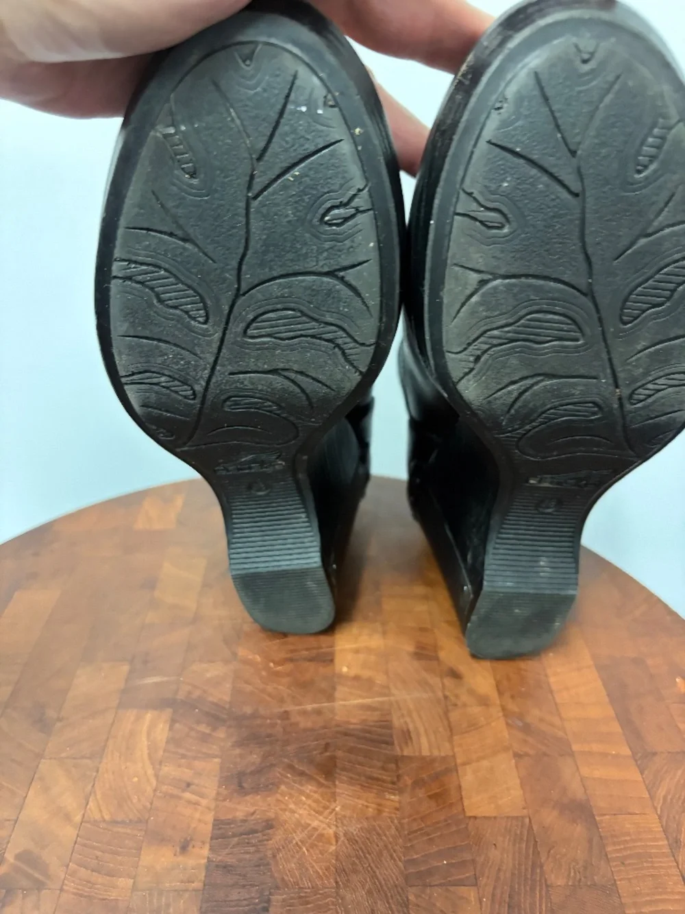 Dansko Women's Black Leather Platform Wedge Clogs Size 38